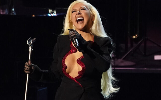 Christina Aguilera performs at the Latin Recording Academy Person of the Year gala honoring Ruben Blades in Las Vegas on November 17, 2021. (AP Photo/Chris Pizzello, File)