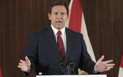 Florida Governor Ron DeSantis speaks at a news conference on January 26, 2023, in Miami. (AP Photo/Marta Lavandier, File)