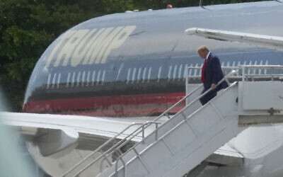 Former President Donald Trump arrives at Miami International Airport, Monday, June 12, 2023. (AP/Rebecca Blackwell)