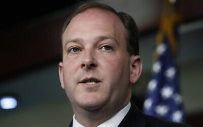 Rep. Lee Zeldin, R-NY, speaks during a news conference, with other House members, where they called for a second prosecutor to investigate the Department of Justice and FBI, on May 22, 2018, on Capitol Hill in Washington. (AP Photo/Jacquelyn Martin)