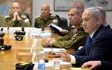 In this handout photo, Prime Minister Benjamin Netanyahu attends a security cabinet meeting at military headquarters in Tel Aviv on May 9, 2023. (Avi Ohayan/GPO)