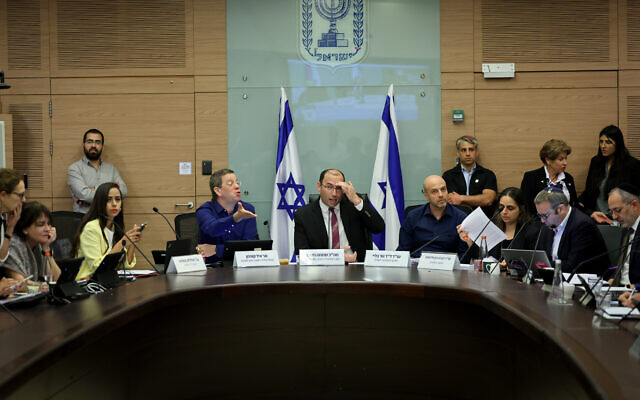 The Knesset Constitution, Law and Justice Committee meets on June 25, 2023. (Yonatan Sindel/Flash90)