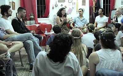 Illustrative: A Shavuot learning session at the secular Bina Yeshiva in Tel Aviv, 2015. (Courtesy Bina Yeshiva)