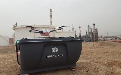 A Percepto autonomous drone that can monitor and inspect industrial sites with critical infrastructure. (Courtesy)