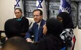 President Isaac Herzog and his wife Michal meet with Arab women who have lost loved ones to violent crime, the President's Residence in Jerusalem, June 25, 2023 (Haim Zach/GPO)