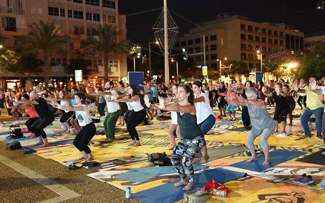 At a past Tel Aviv International Day of Yoga, sponsored by Indian embassies around the world on June 21, the longest day of the year (Courtesy PR)