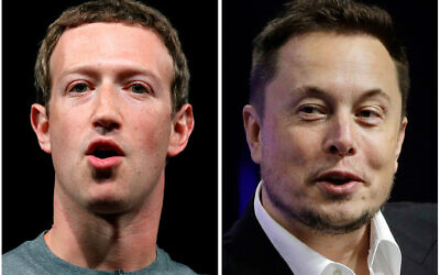 Meta CEO Mark Zuckerberg, left, and Tesla and SpaceX CEO Elon Musk, right. (AP Photo/Manu Fernandez, Stephan Savoia)