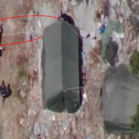 An aerial photo of Hezbollah tents in Israeli territory, June 2023. (Courtesy)
